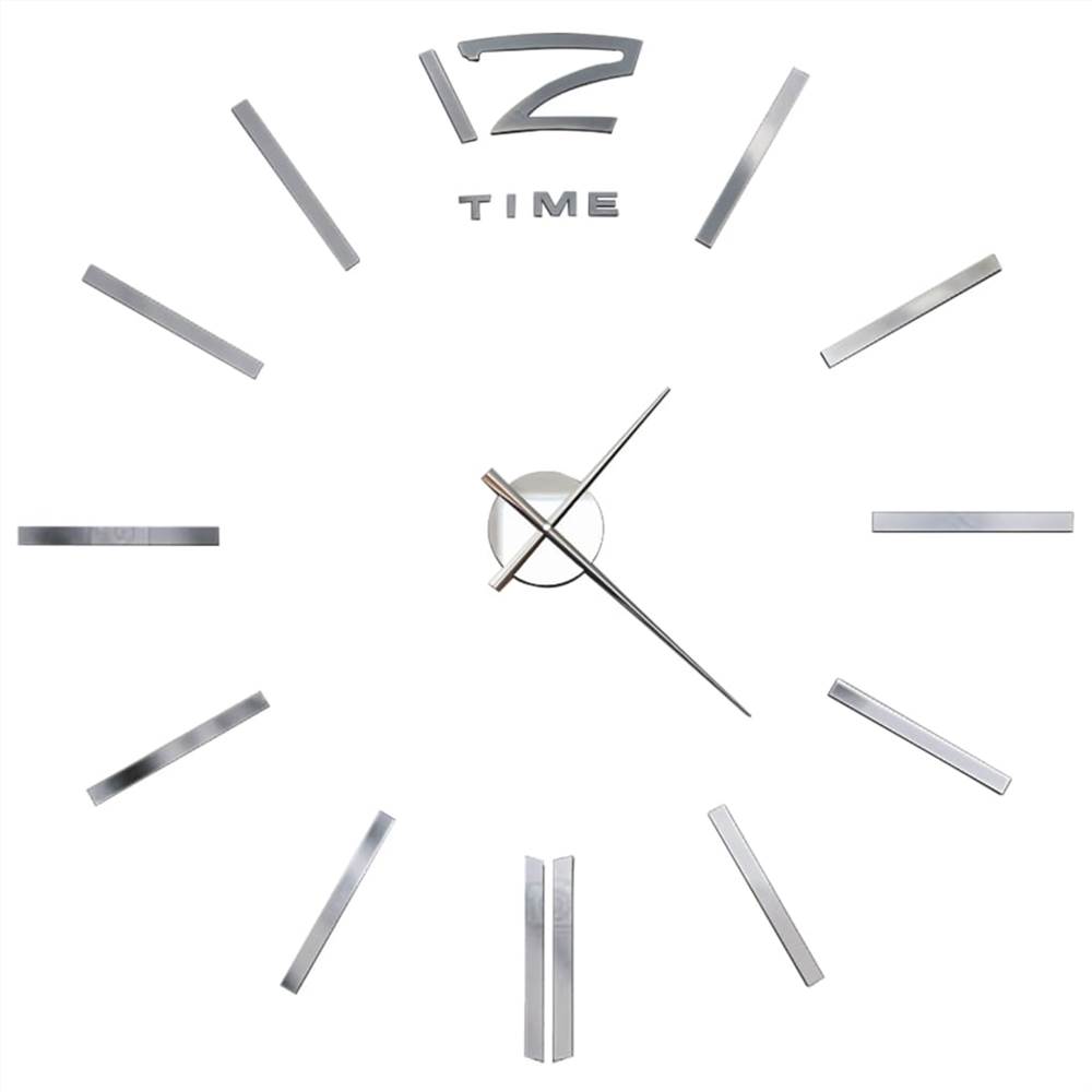 Reloj de pared 3D Diseño moderno 100 cm XXL Plata