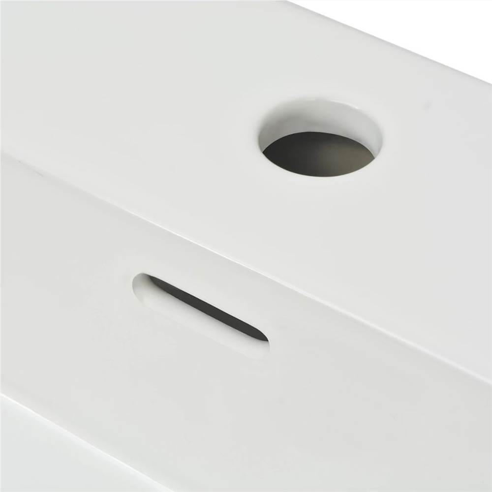 Lavabo avec trou de robinet en céramique blanc 51.5x38.5x15 cm