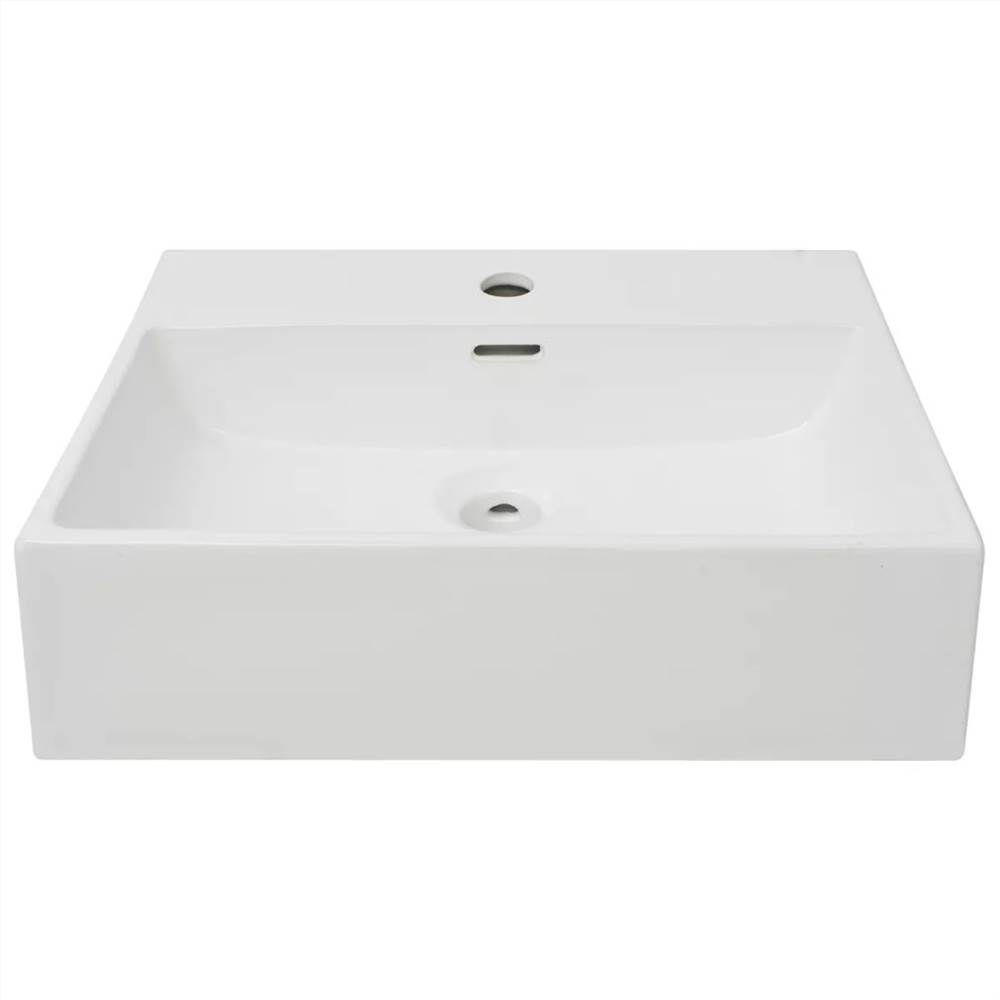 Lavabo avec trou de robinet en céramique blanc 51.5x38.5x15 cm
