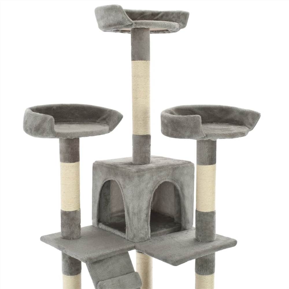 Cat tree with sisal scratching posts 170 cm Gray