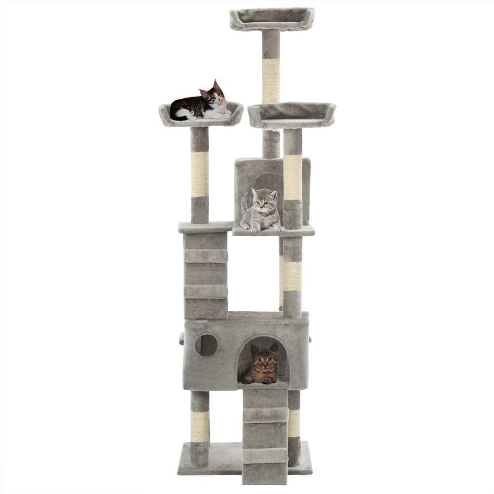 Tiragraffi per gatti con tiragraffi in sisal 170 cm Grigio