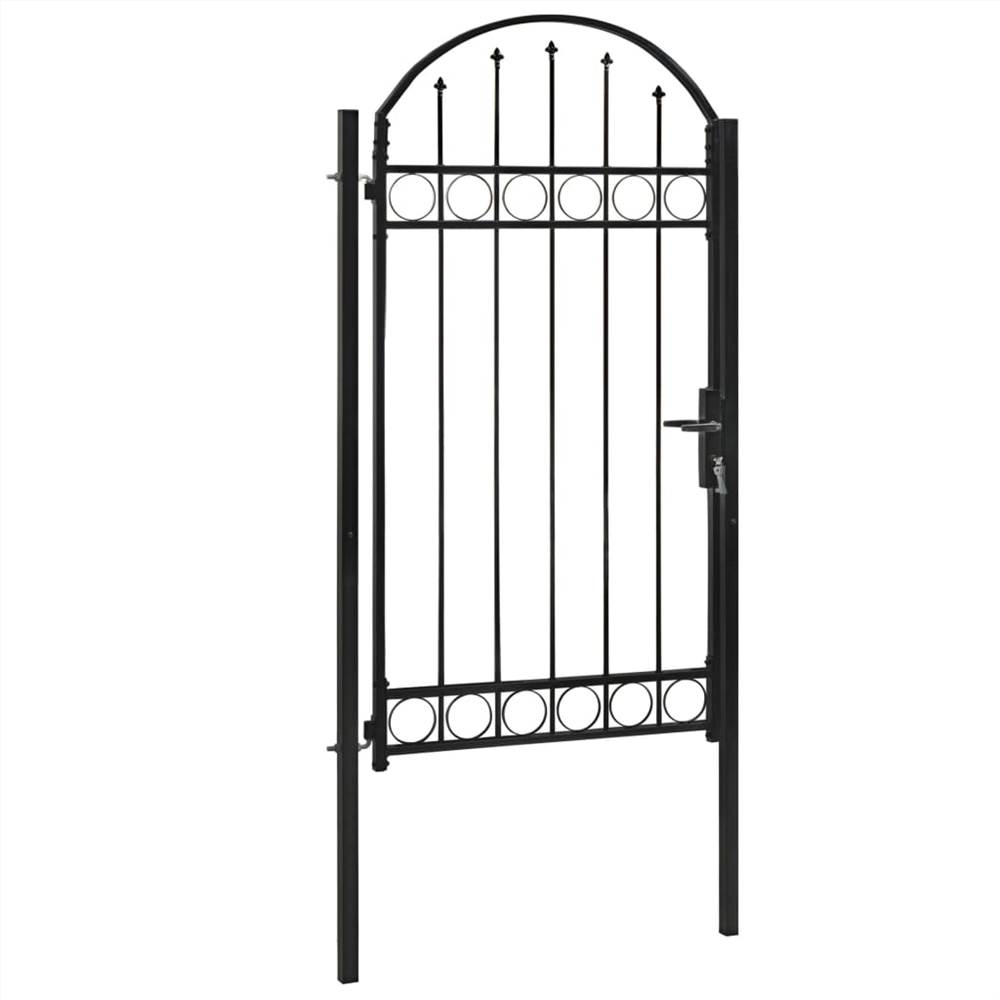 Puerta de valla con parte superior arqueada Acero 100x250 cm Negro