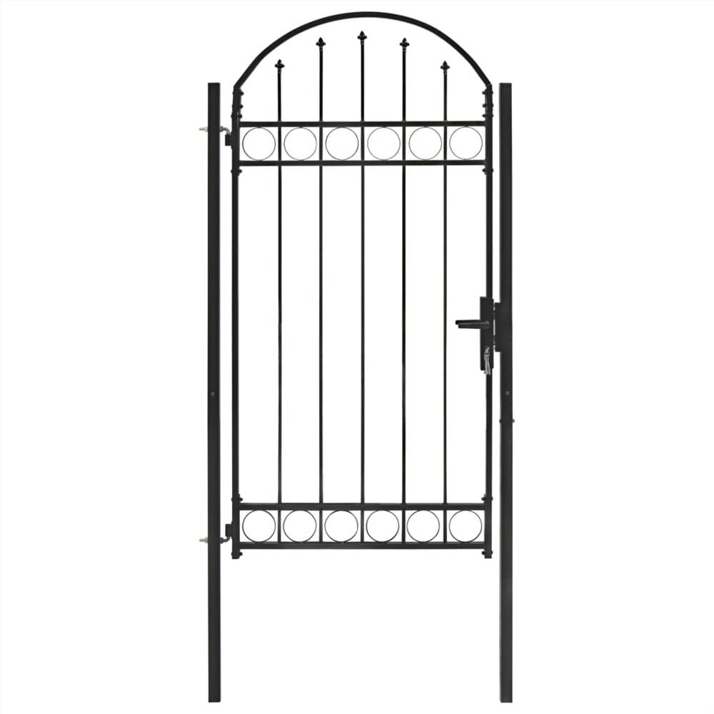Puerta de valla con parte superior arqueada Acero 100x250 cm Negro