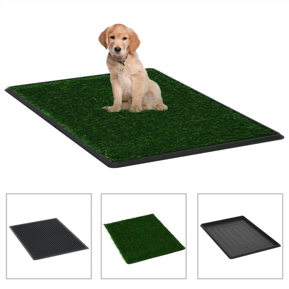 Inodoro para mascotas con bandeja y césped artificial verde 76x51x3 cm WC