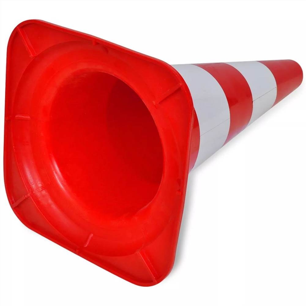 10 conos de tráfico reflectantes rojos y blancos de 50 cm.
