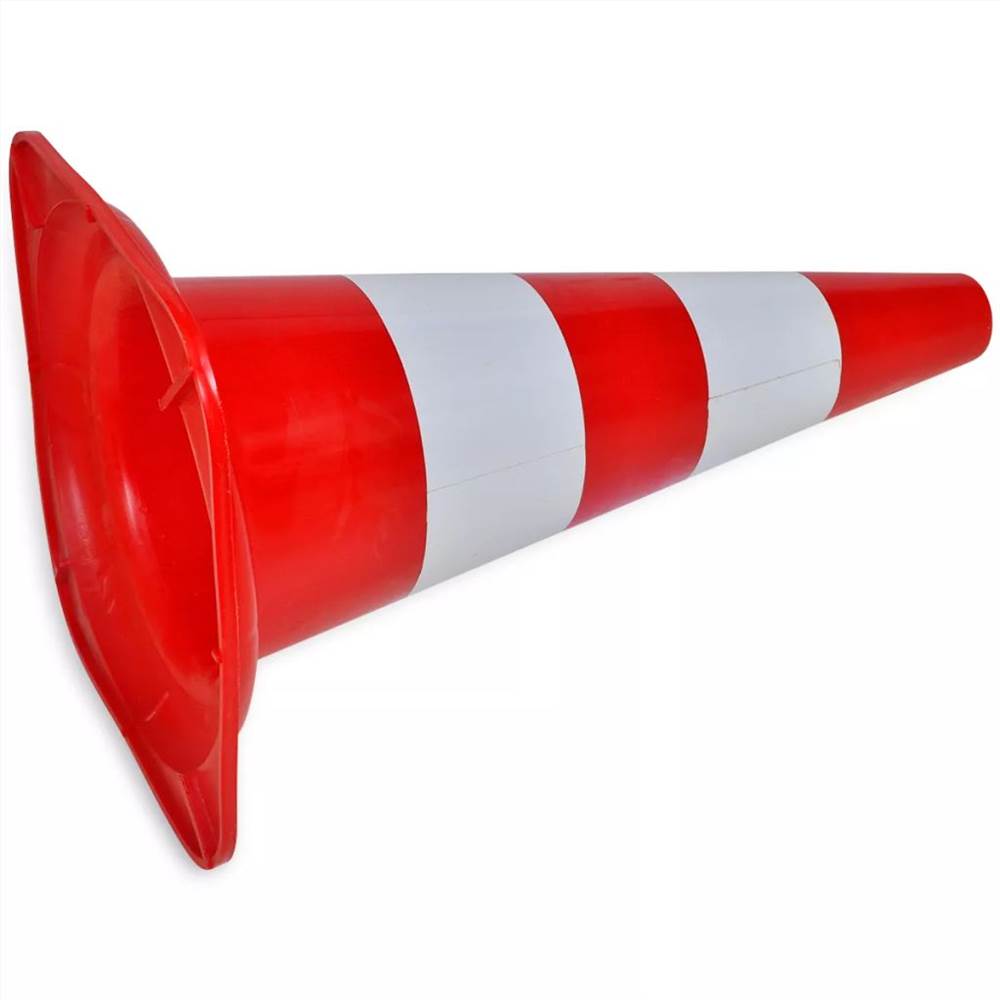 10 rood-witte reflecterende verkeerskegels 50 cm