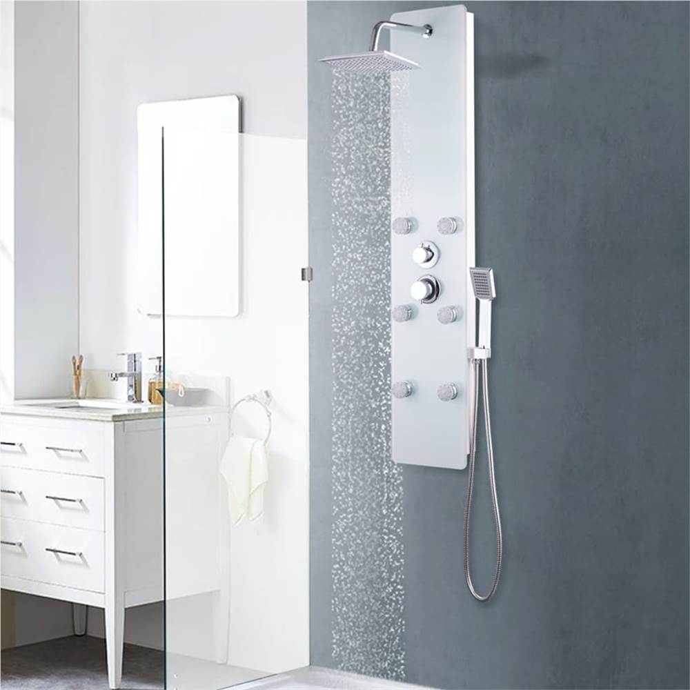 Panneau de douche en verre 25x44.6x130 cm Blanc