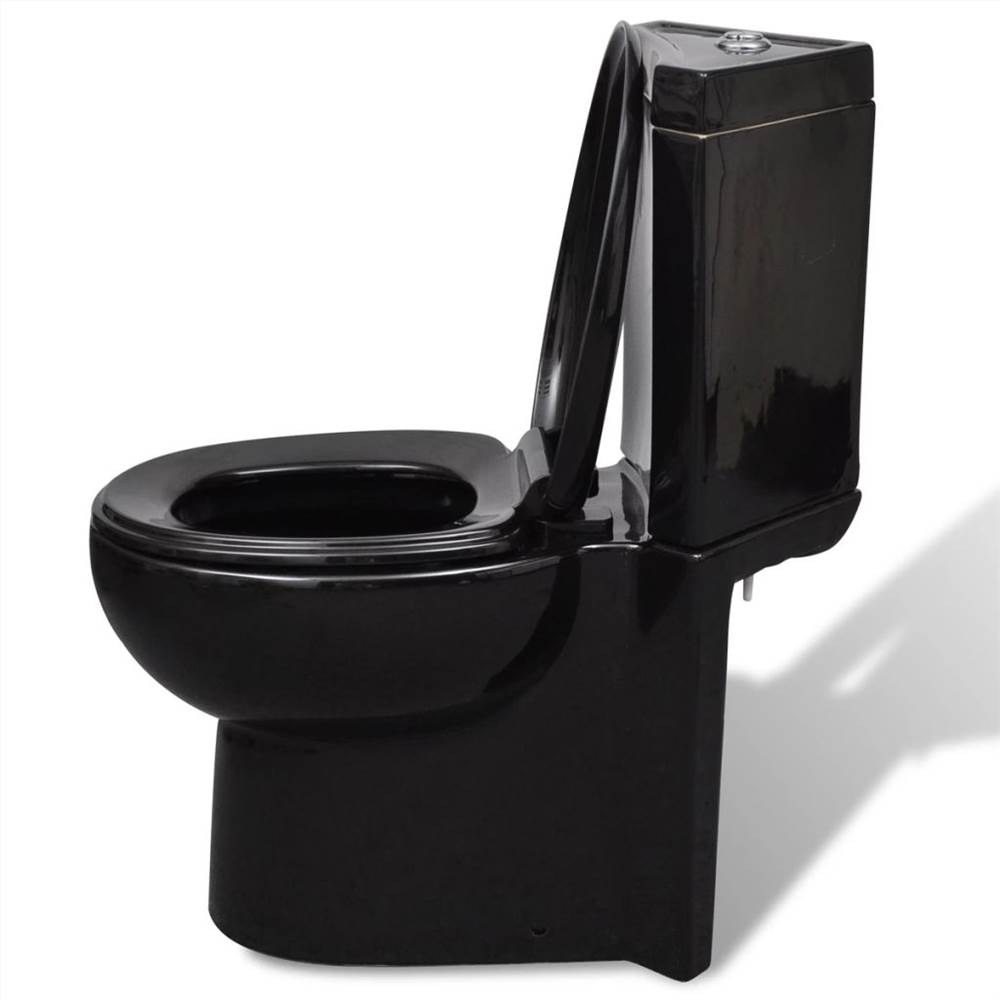 WC Keramisch Toilet Badkamer Hoektoilet Zwart