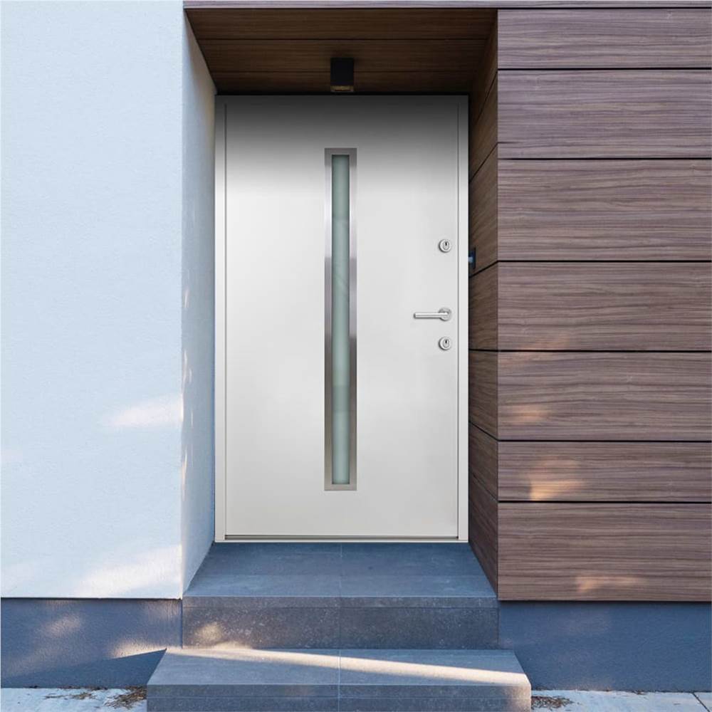 Weiße Aluminium-Eingangstür 110 x 207,5 cm