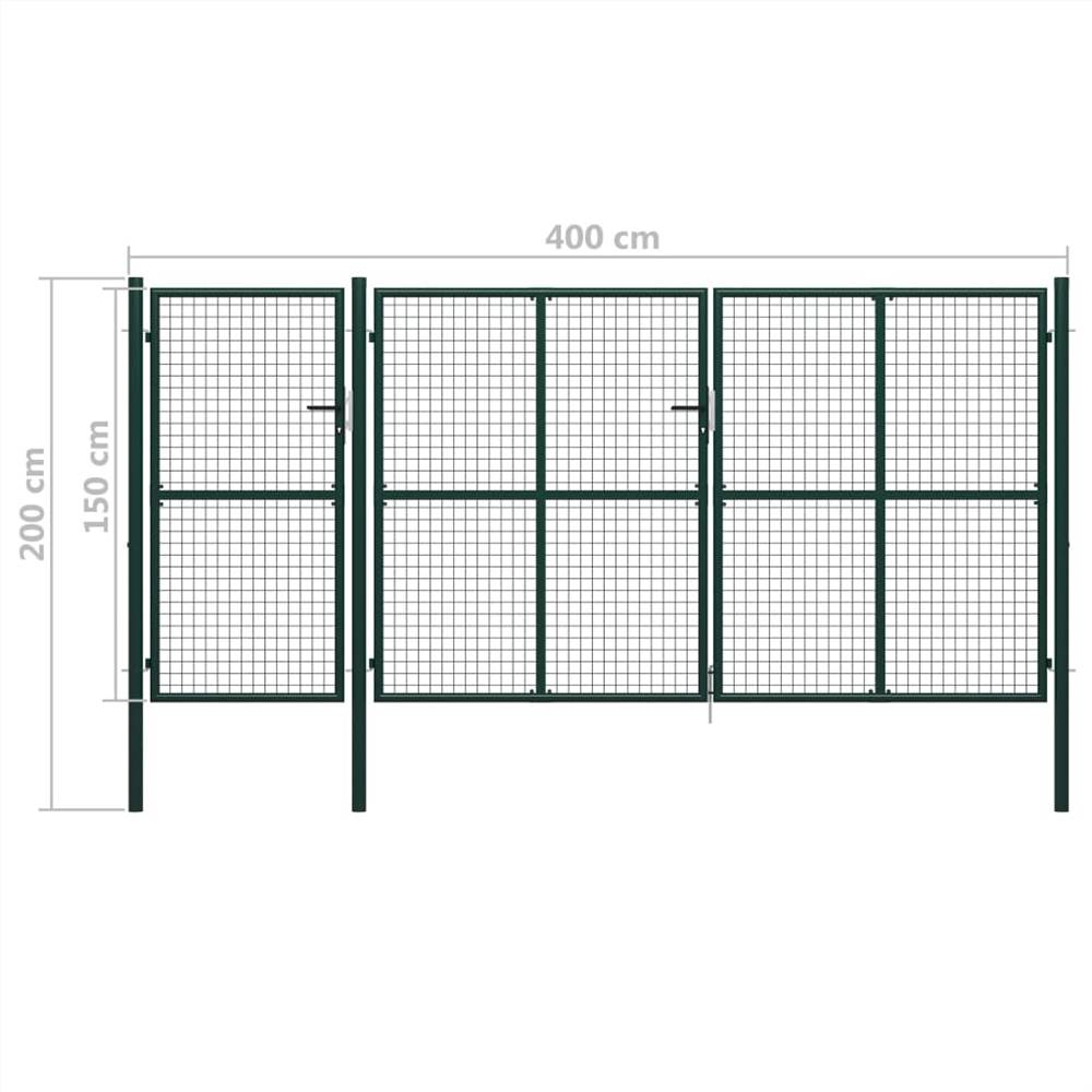 Puerta de jardín de acero 400x150 cm Verde