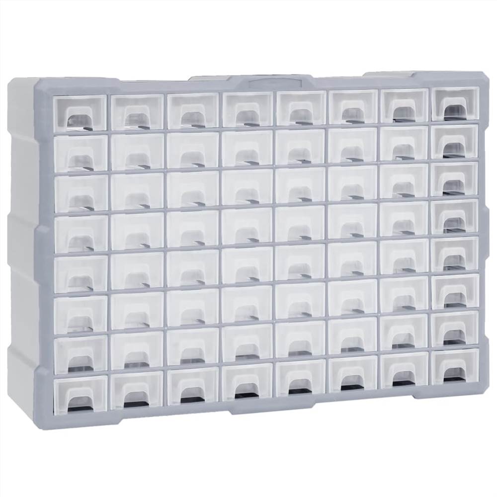 Organizador multigavetas com 64 gavetas 52x16x37,5 cm