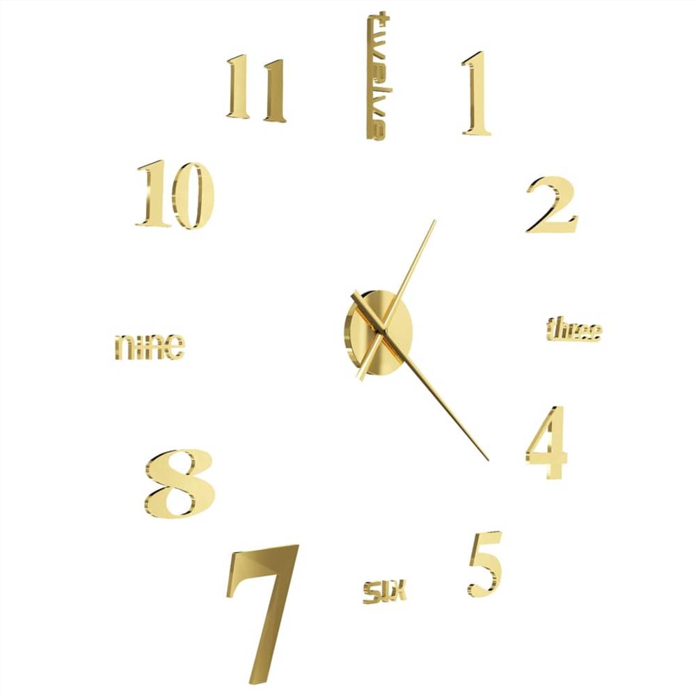 3D nástěnné hodiny moderní design 100 cm XXL zlaté