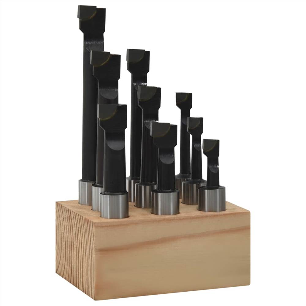 9pcs cortadores chatos de 12mm com base de madeira