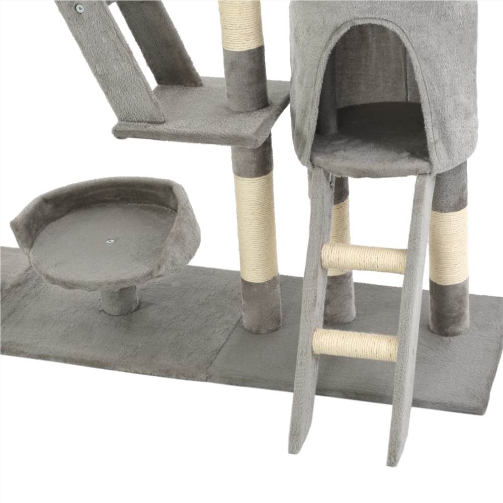 Cat tree with sisal scratching posts 230-250 cm Gray
