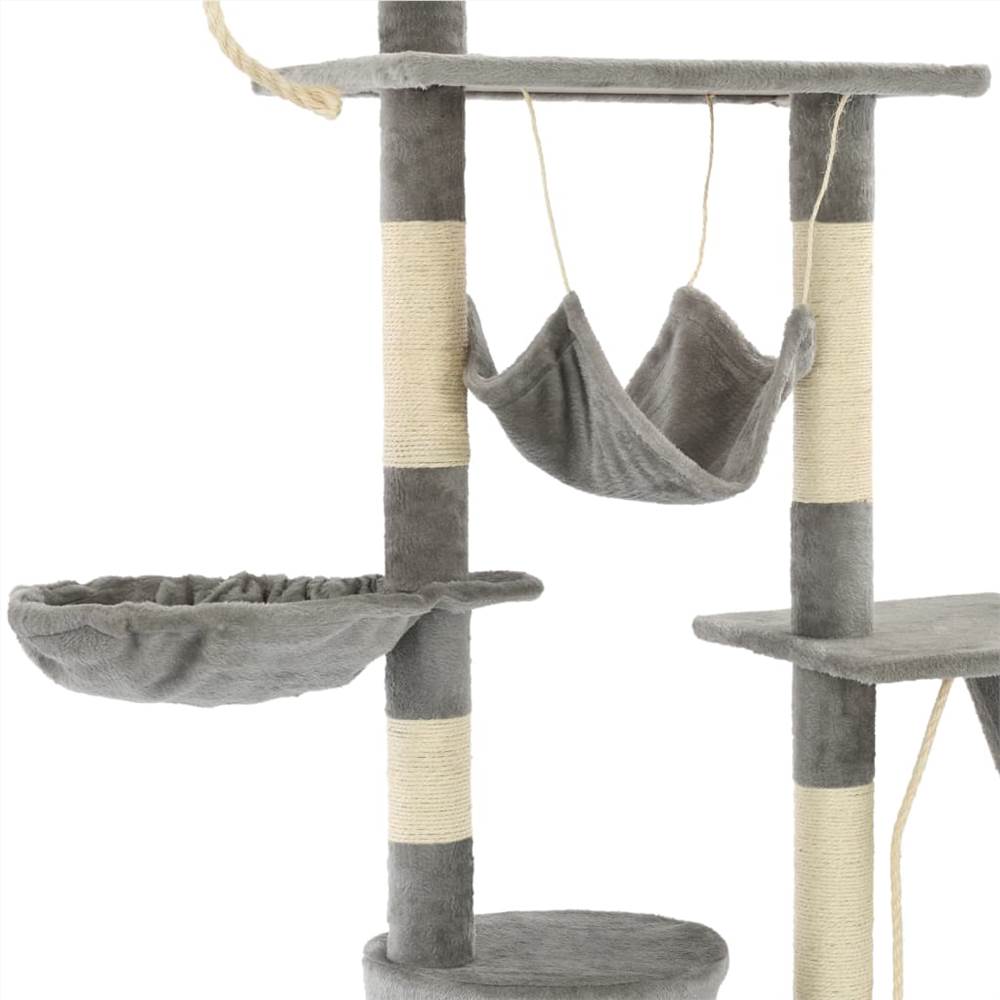 Kattträd med sisal skrapstolpar 230-250 cm Grå