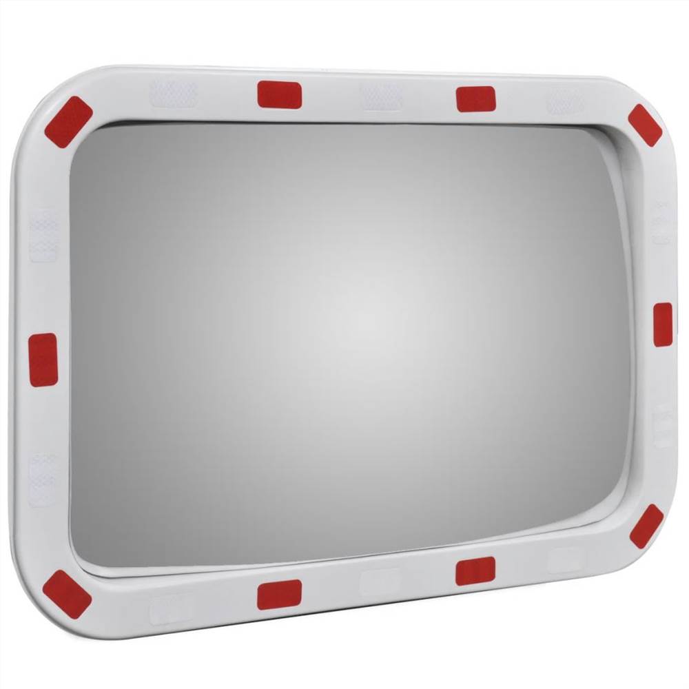 Obdélníkové vypouklé signalizační zrcadlo 40 x 60 cm s reflektory