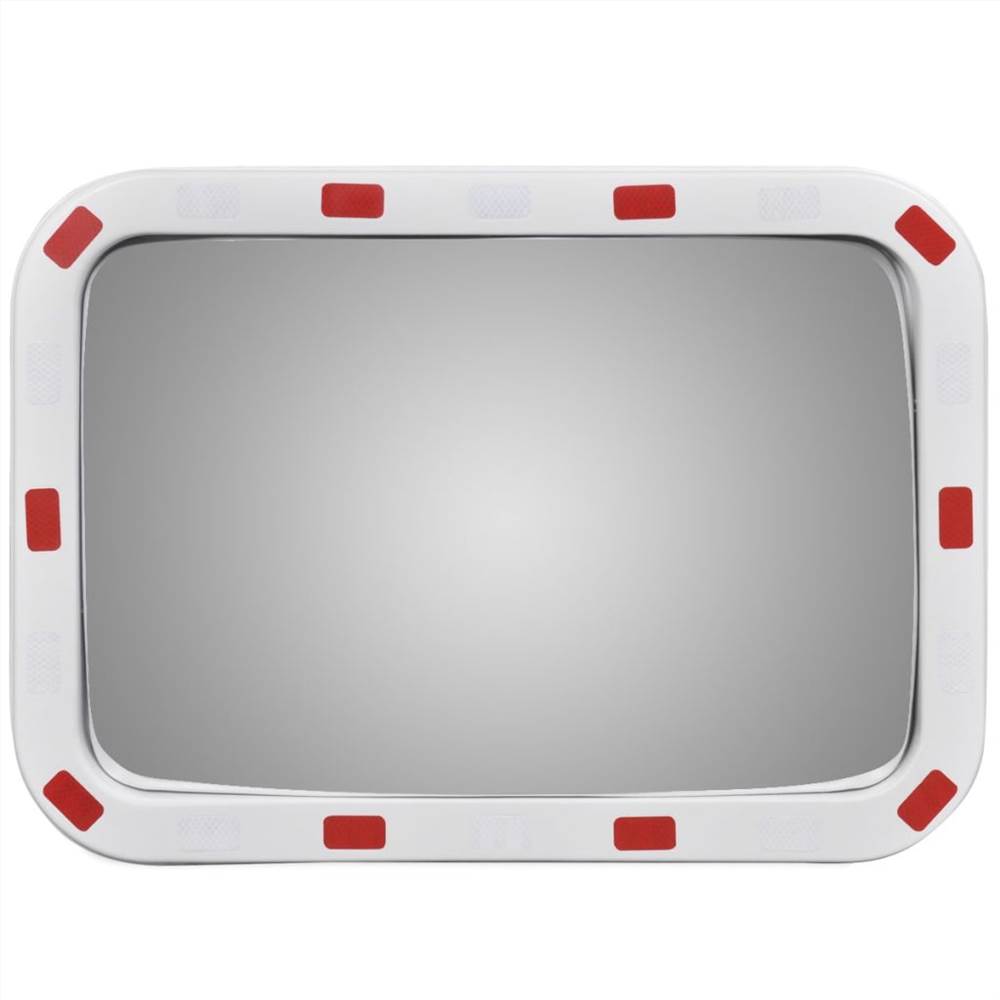 Espelho de sinalização retangular convexo 40 x 60 cm com refletores