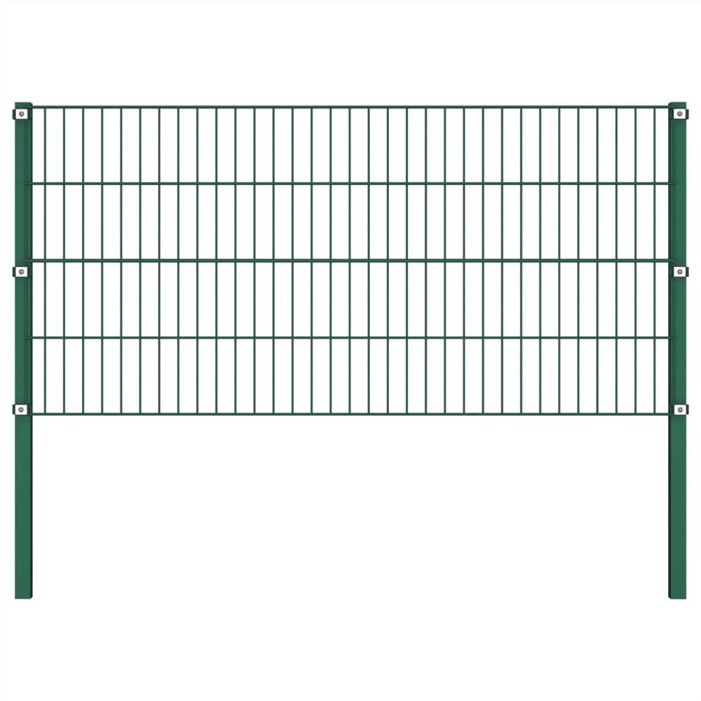 Pannello di recinzione con pali in ferro 1,7x0,8 m Verde