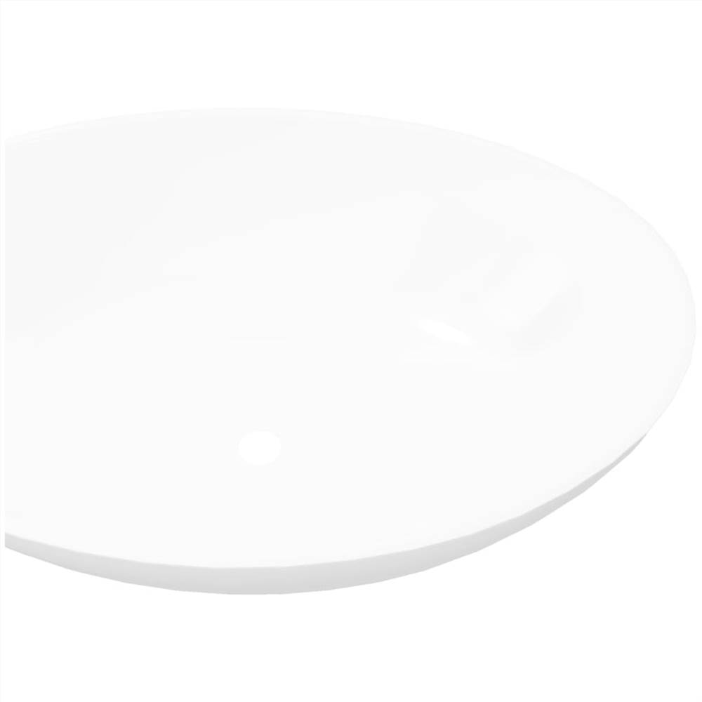 Pia luxuosa de cerâmica oval branca 40 x 33 cm