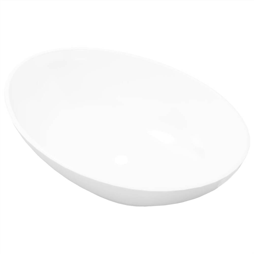 Lyxig vit oval keramikvask 40 x 33 cm