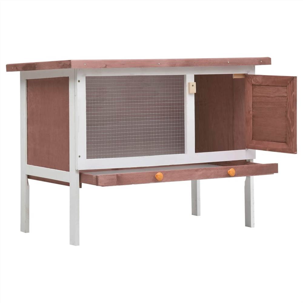 Outdoor rabbit hutch 1 layer in brown wood