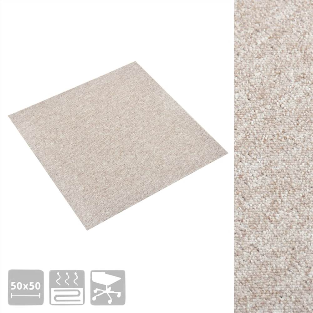 Carpete em ladrilho 20 unidades 5 m² 50x50 cm bege claro