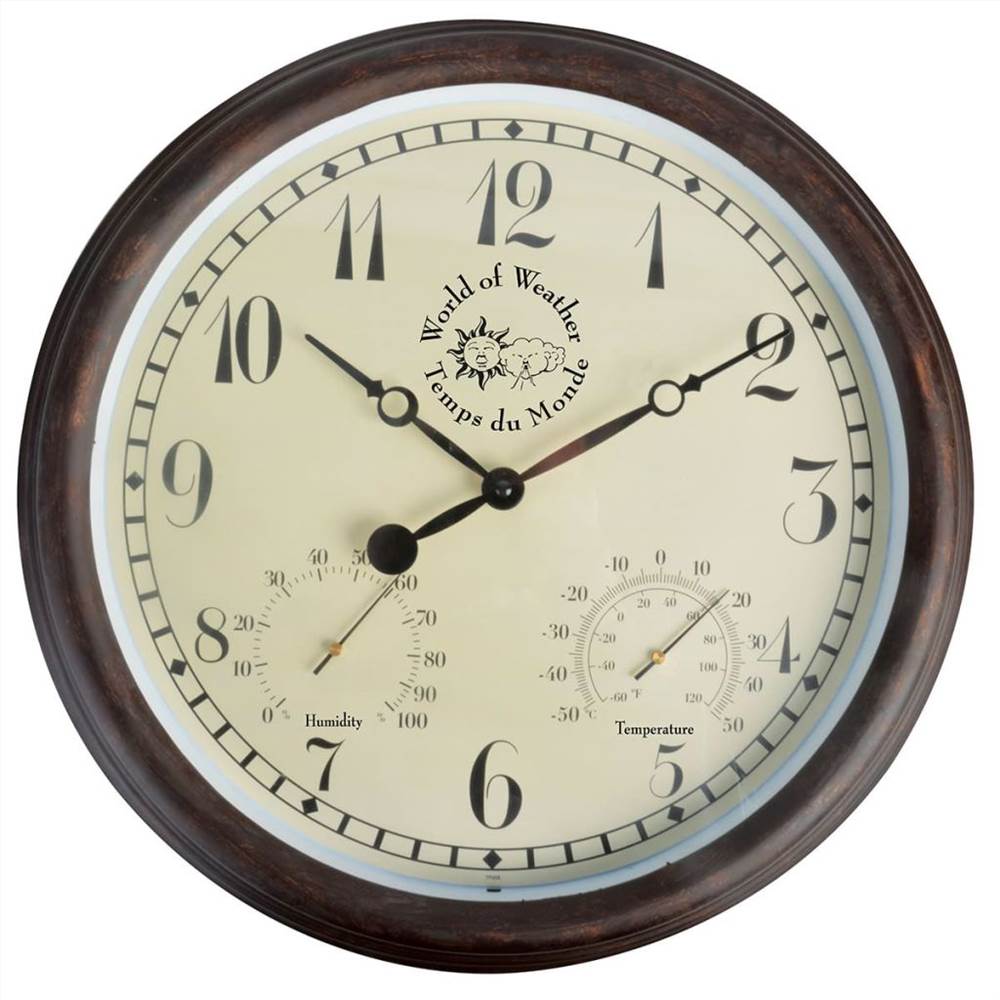 Zegar stacyjny Esschert Design z termohigrometrem 30,5 cm TF008