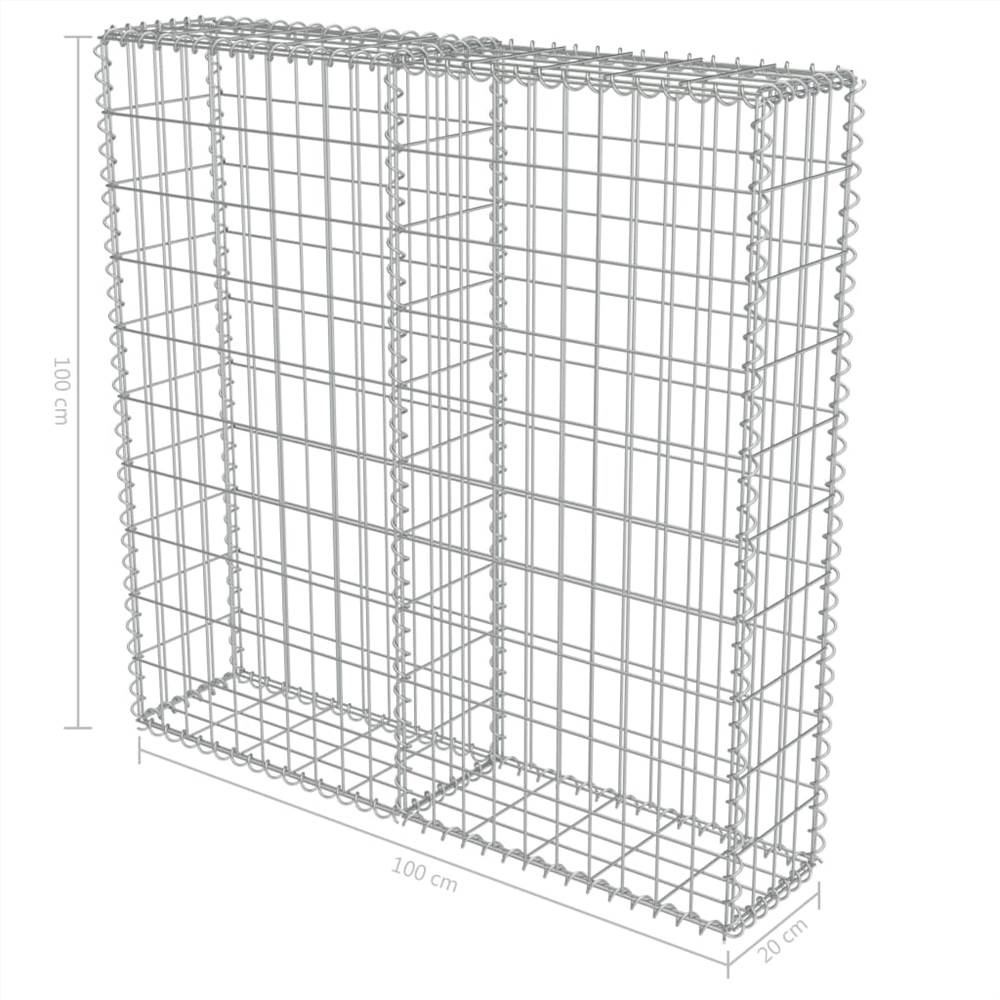 Schanskorfwand met gegalvaniseerde stalen afdekkingen 100x20x100 cm