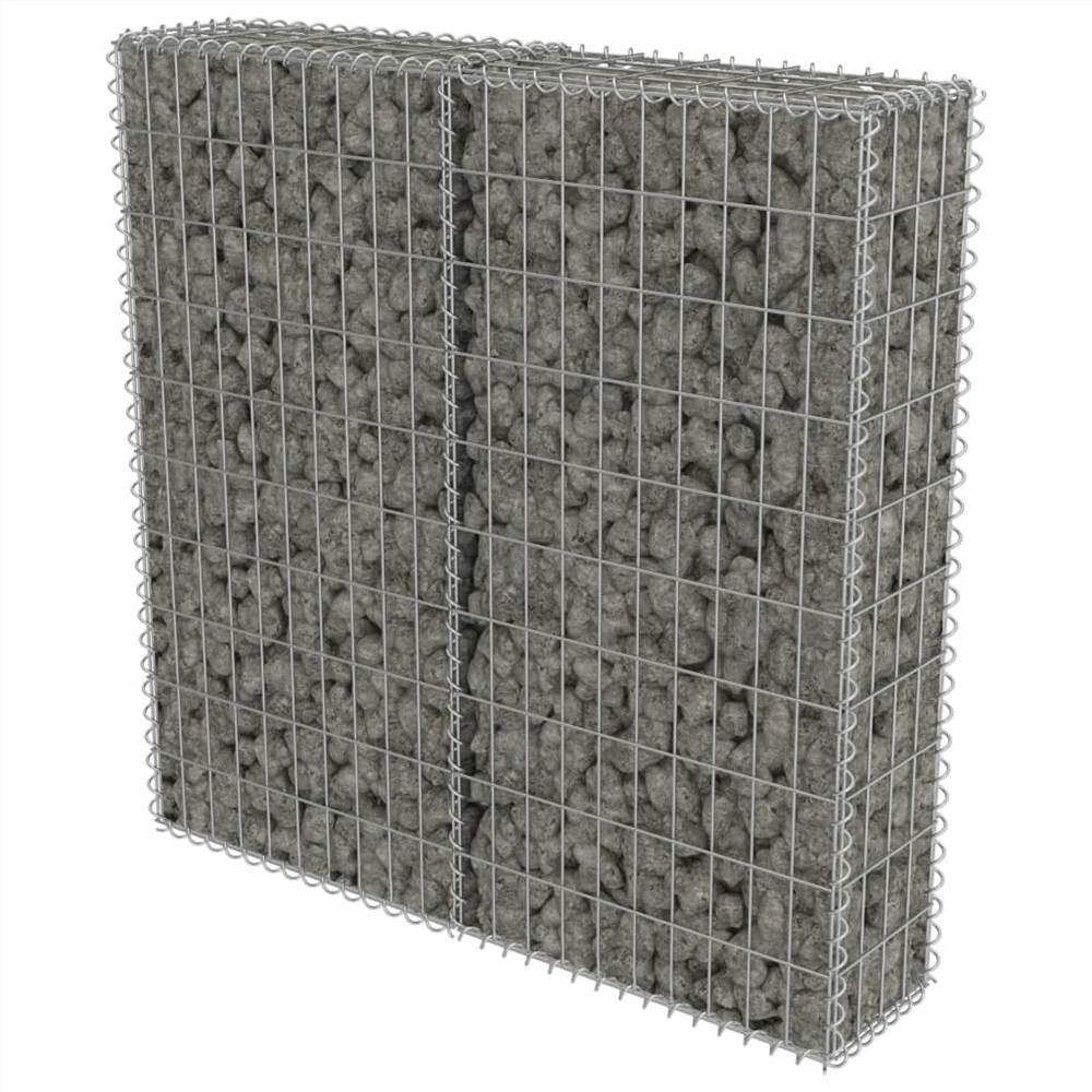 Mur de gabions avec couvercles en acier galvanisé 100x20x100 cm