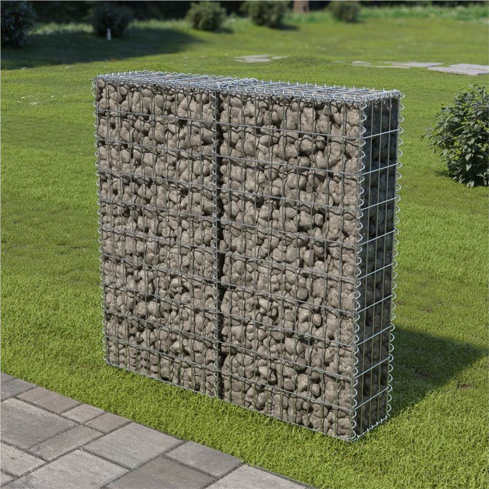 Gabionová stěna s kryty z pozinkované oceli 100x20x100 cm