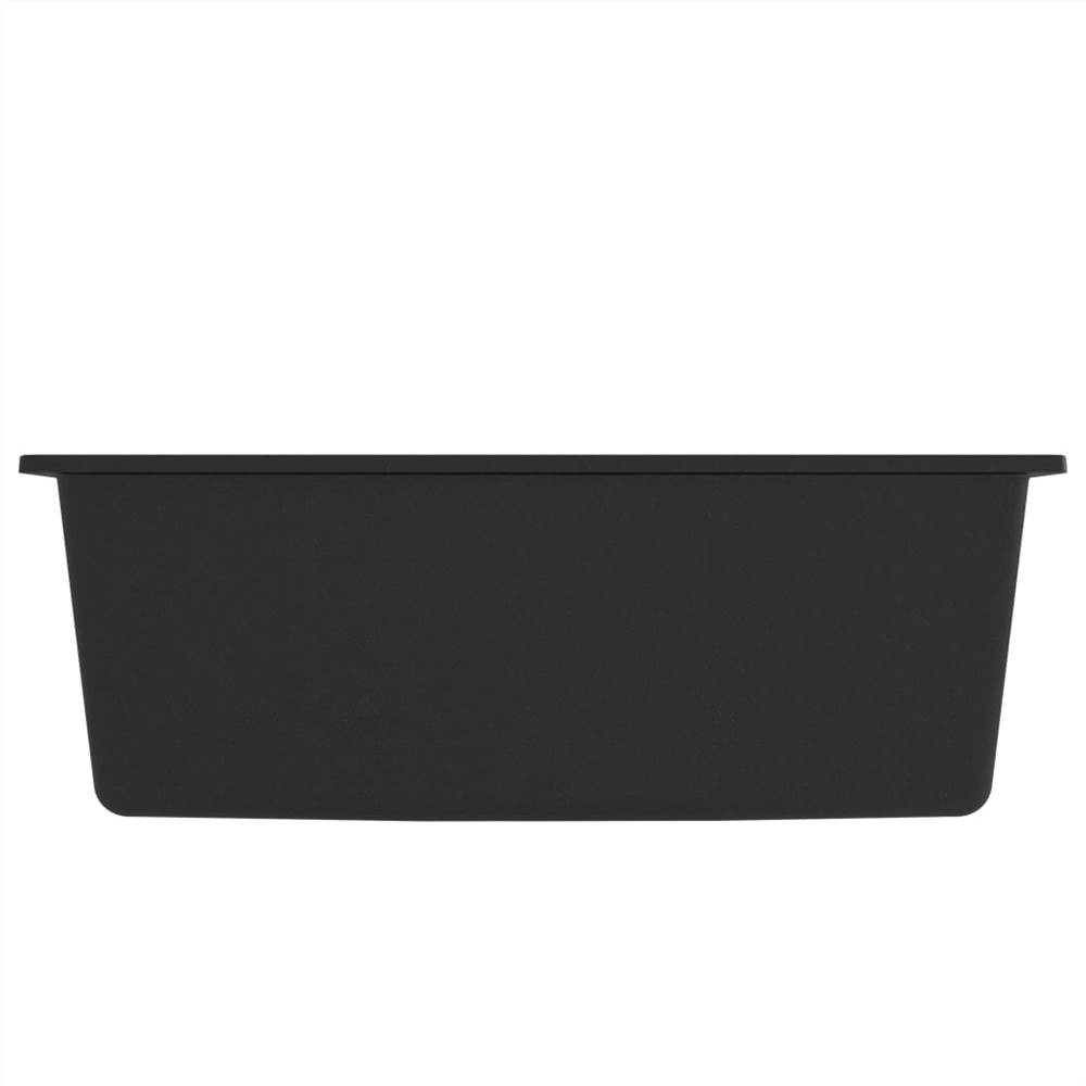 Fregadero de cocina de granito negro con orificio de desbordamiento