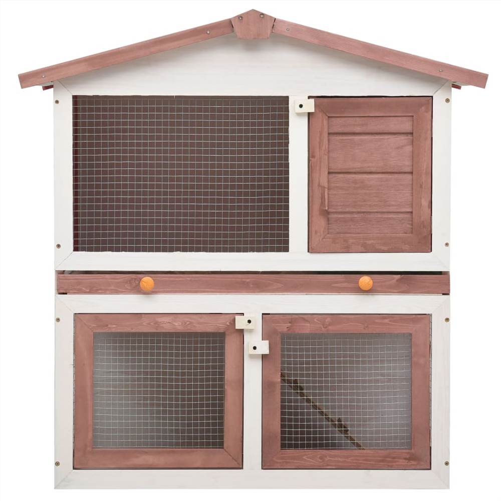 Outdoor hutch with 3 doors in brown wood