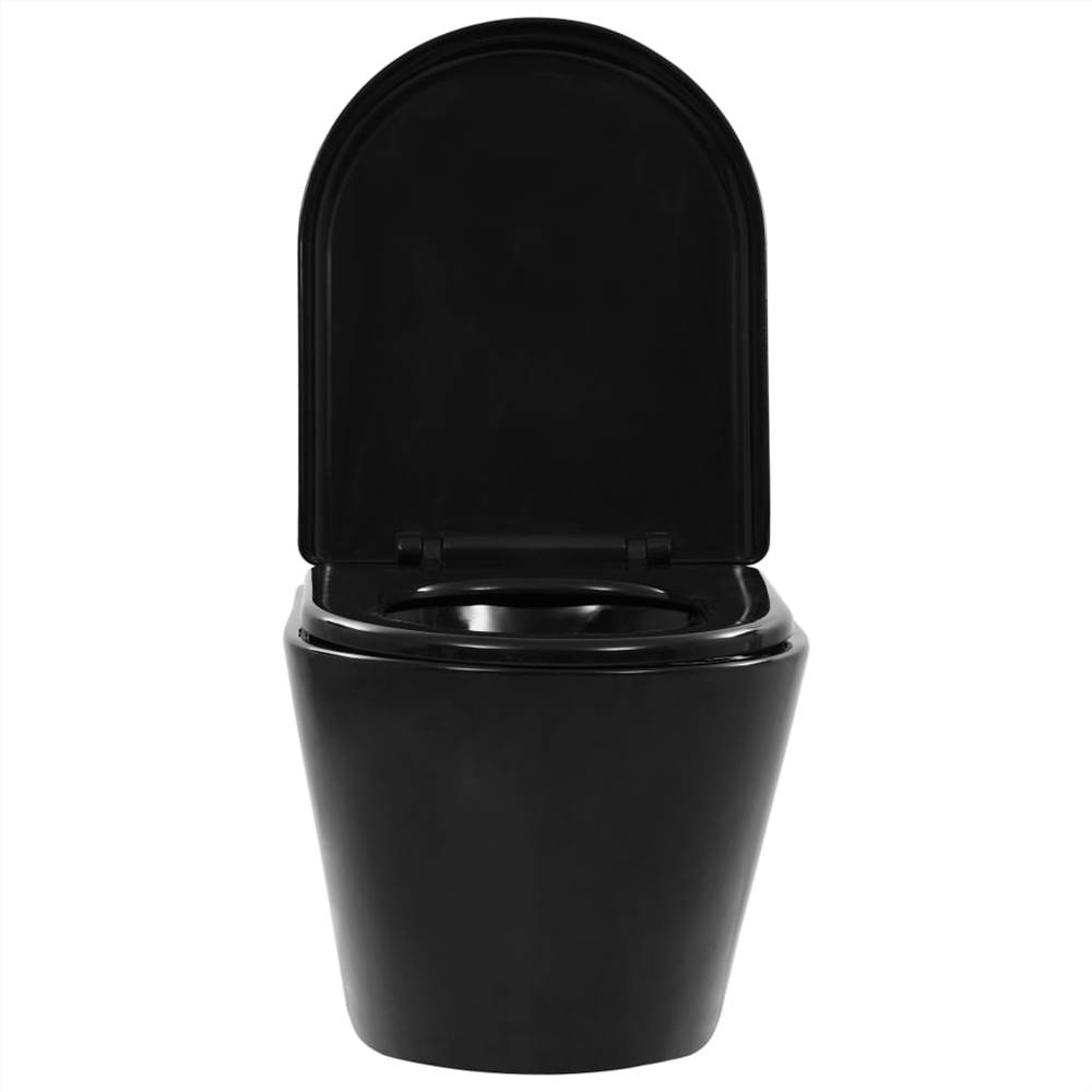 Toilette suspendue avec réservoir dissimulé en céramique noire