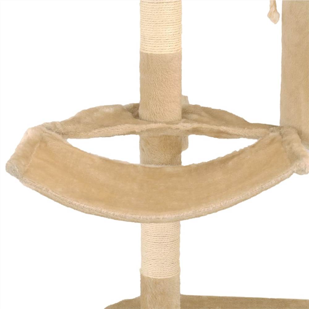 Drapak dla kota z sizalowymi drapakami mocowanymi do ściany 194 cm beżowy