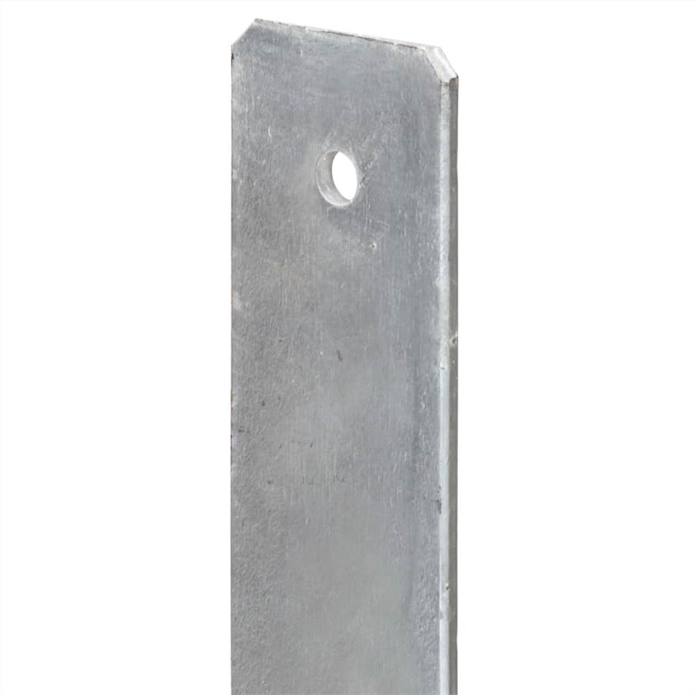 Kotvy do plotu 6 ks Stříbrná 9x6x60 cm Pozinkovaná ocel
