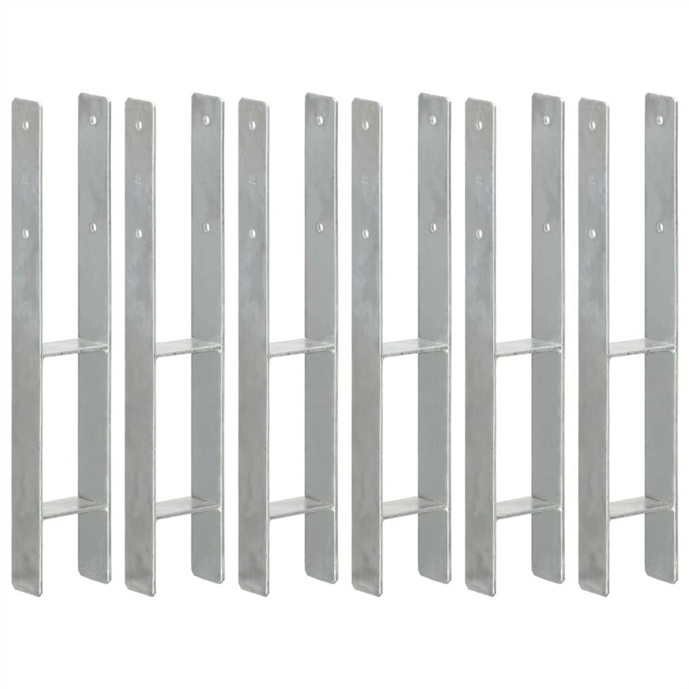 Ancres de clôture 6 pcs Argent 9x6x60 cm Acier Galvanisé