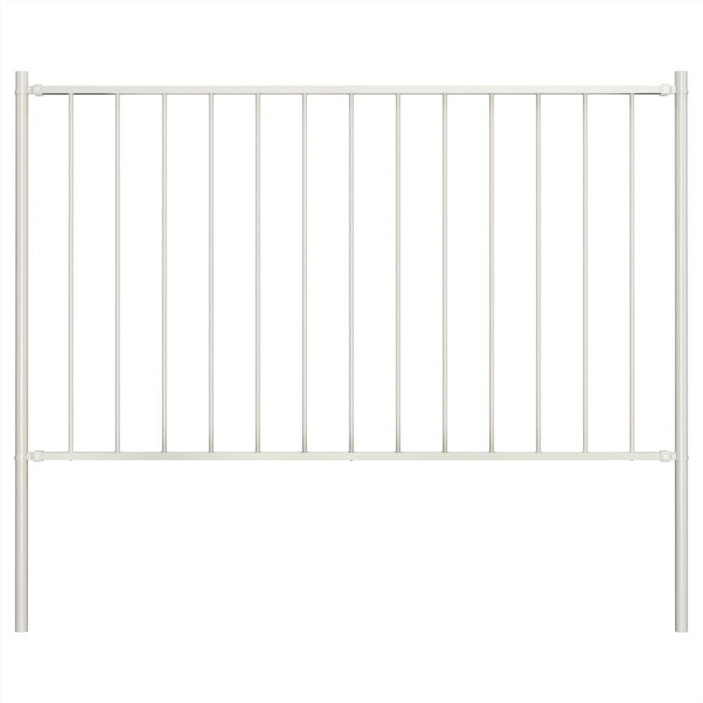 Panel de valla con postes Acero con revestimiento en polvo 1,7x1,25 m Blanco