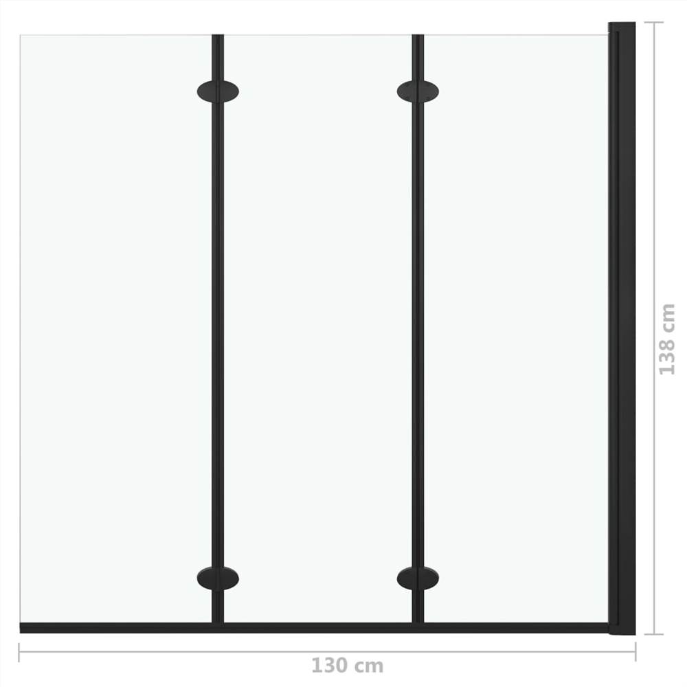 Hopfällbar duschkabin 3 paneler ESG 130x138 cm Svart