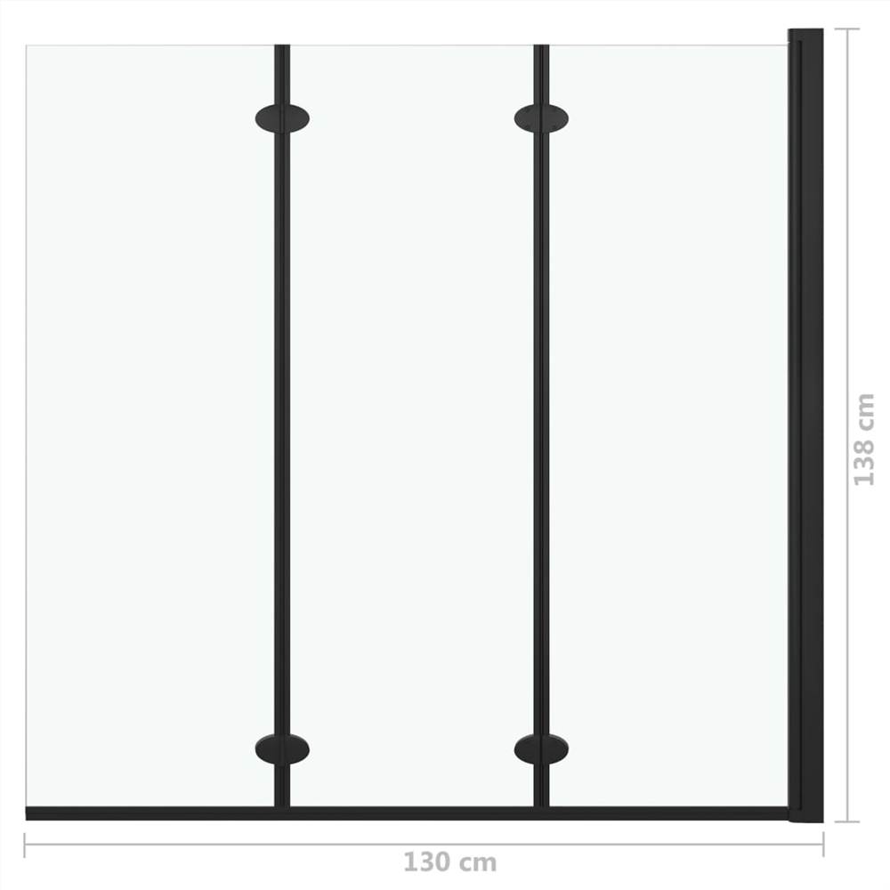 Opvouwbare douchecabine 3 panelen ESG 130x138 cm Zwart