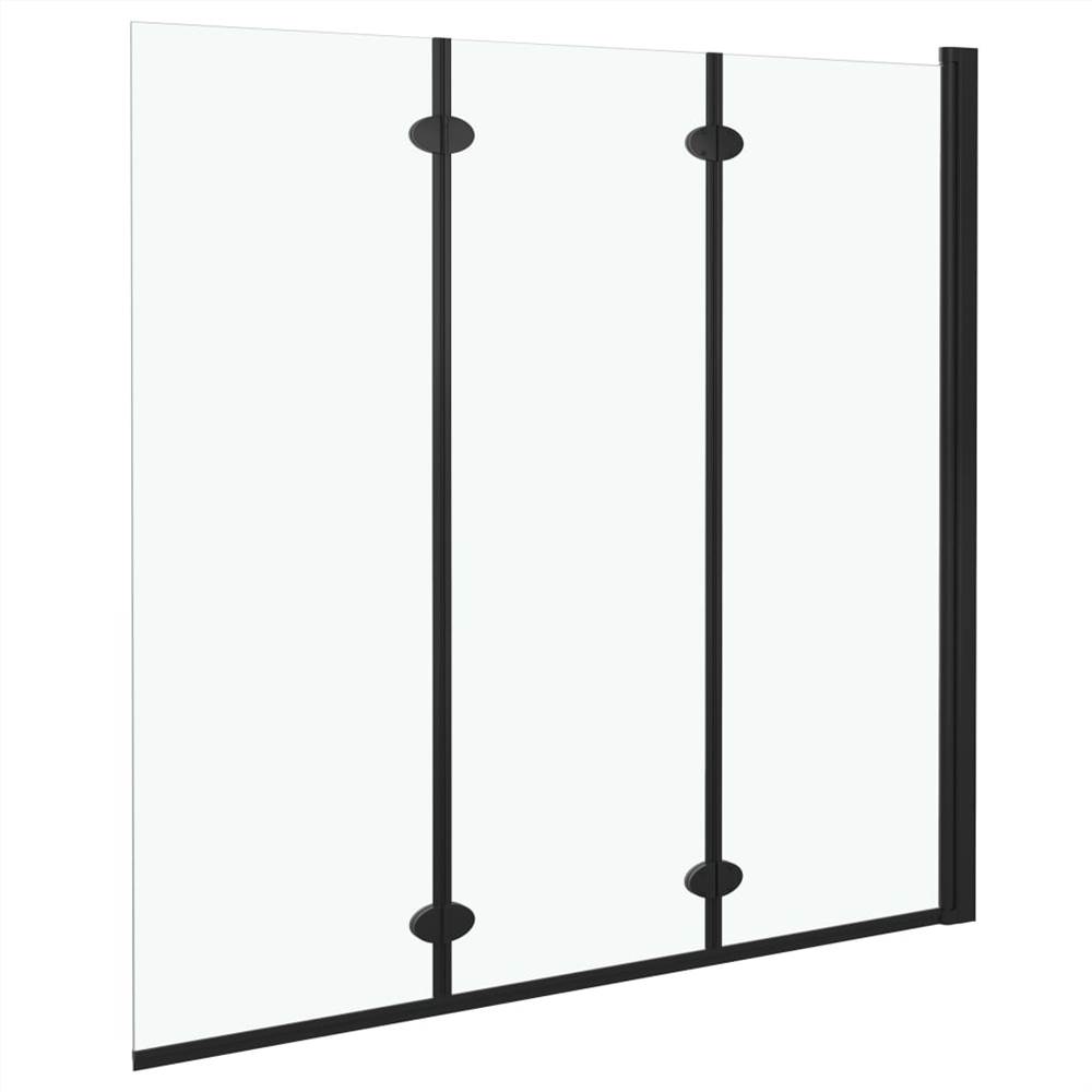 Faltduschkabine 3 Paneele ESG 130x138 cm Schwarz