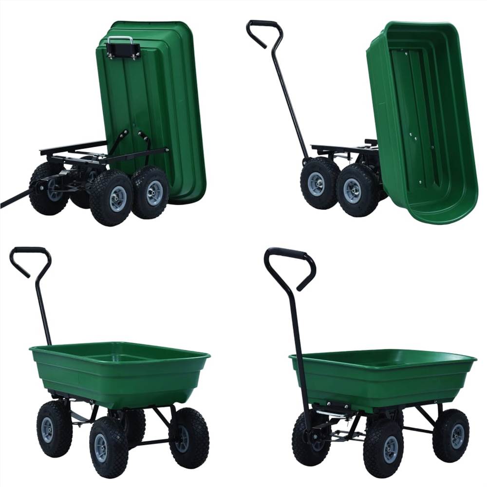 Carrinho basculante para jardim 300 kg 75L Verde