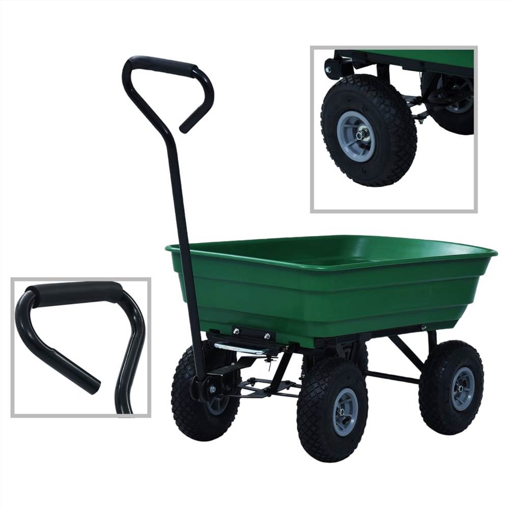 Wózek ogrodowy uchylny 300 kg 75L Zielony