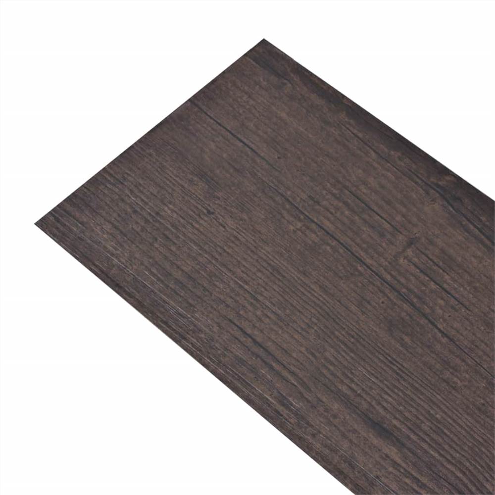 Självhäftande PVC-golvbrädor 5,02 m² 2 mm Mörkbrun