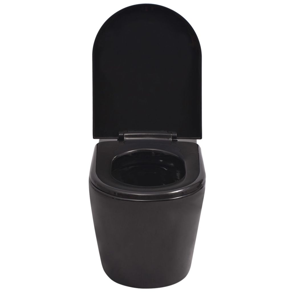 Væghængt sort keramisk toilet