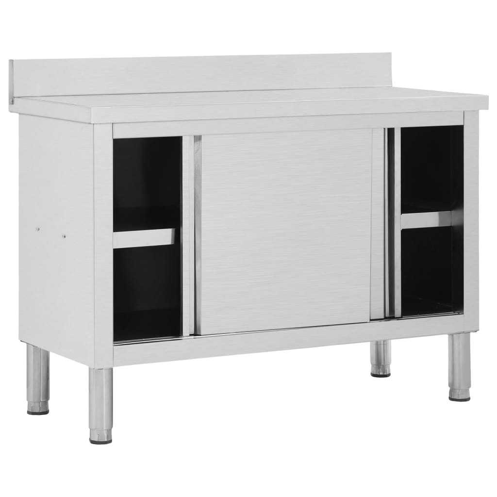 Table de travail avec portes coulissantes 120x50x95 cm Inox