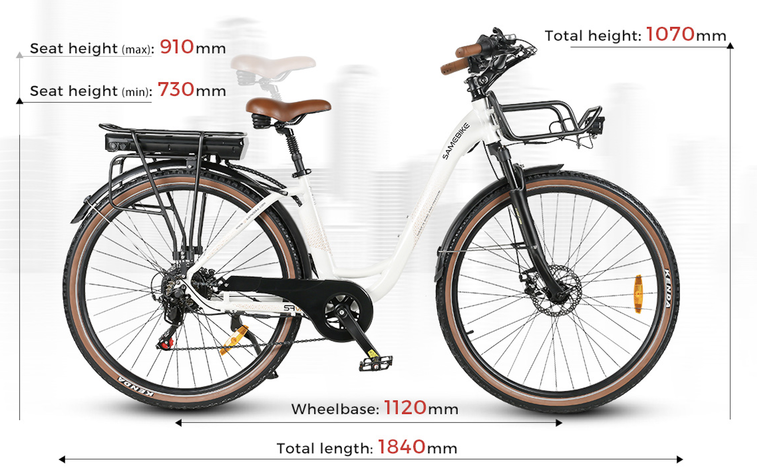 Dimensions du Vélo Électrique SAMEBIKE  RSA07